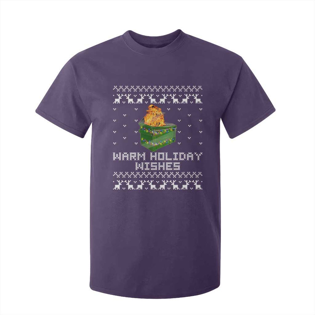 Funny Christmas T Shirt For Kid Warm Holiday Wishes Dumpster Fire Ugly Christmas TS10 Purple Print Your Wear