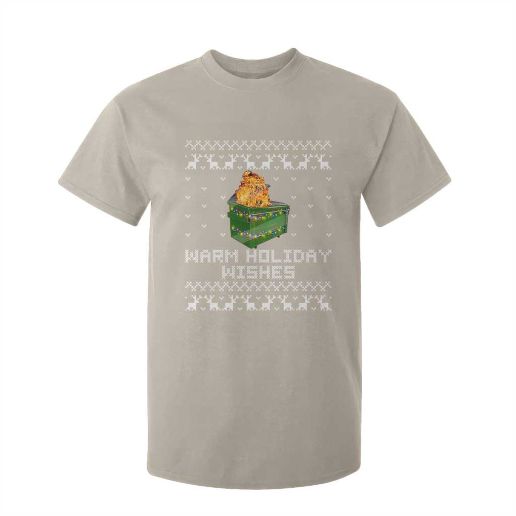 Funny Christmas T Shirt For Kid Warm Holiday Wishes Dumpster Fire Ugly Christmas TS10 Sand Print Your Wear