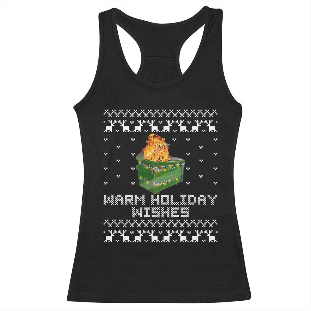 Funny Christmas Racerback Tank Top Warm Holiday Wishes Dumpster Fire Ugly Christmas TS10 Black Print Your Wear