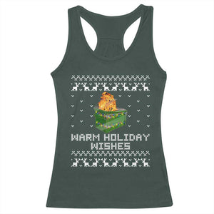 Funny Christmas Racerback Tank Top Warm Holiday Wishes Dumpster Fire Ugly Christmas TS10 Dark Forest Green Print Your Wear