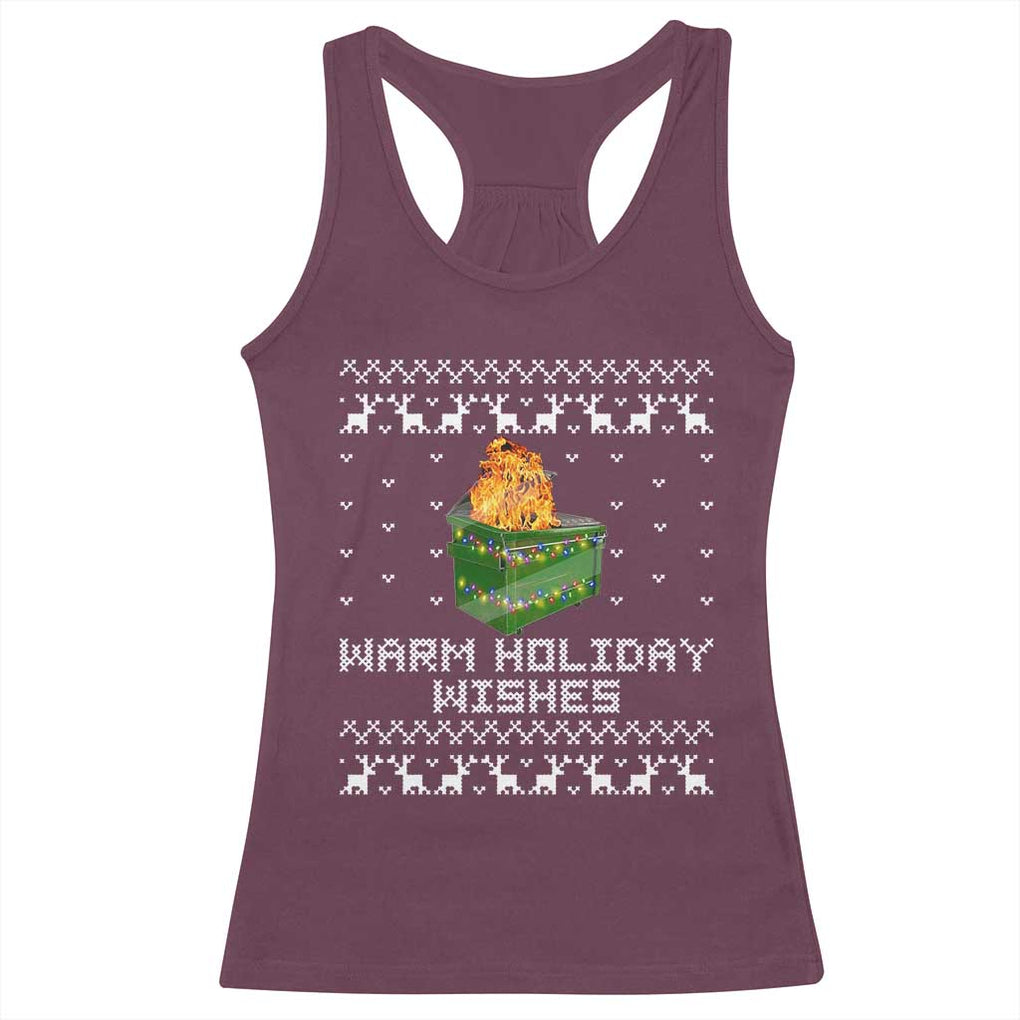 Funny Christmas Racerback Tank Top Warm Holiday Wishes Dumpster Fire Ugly Christmas TS10 Maroon Print Your Wear
