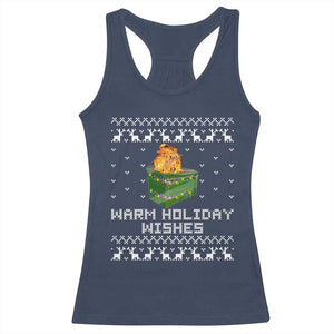Funny Christmas Racerback Tank Top Warm Holiday Wishes Dumpster Fire Ugly Christmas TS10 Navy Print Your Wear