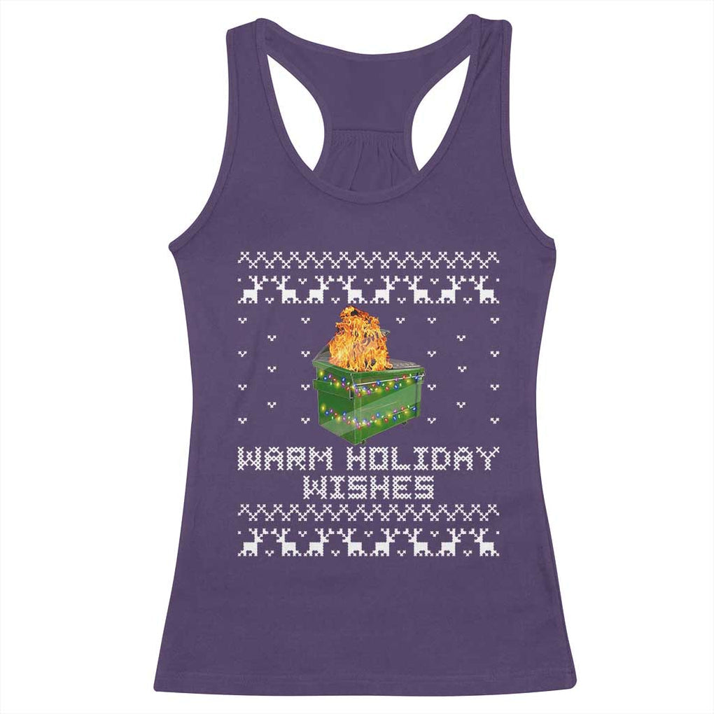 Funny Christmas Racerback Tank Top Warm Holiday Wishes Dumpster Fire Ugly Christmas TS10 Purple Print Your Wear