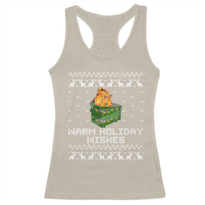 Funny Christmas Racerback Tank Top Warm Holiday Wishes Dumpster Fire Ugly Christmas TS10 Sand Print Your Wear