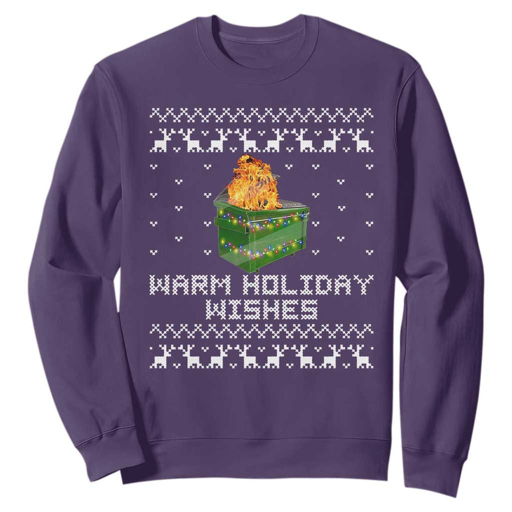 Funny Christmas Sweatshirt Warm Holiday Wishes Dumpster Fire Ugly Christmas TS10 Purple Print Your Wear