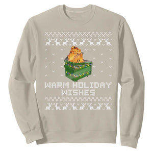 Funny Christmas Sweatshirt Warm Holiday Wishes Dumpster Fire Ugly Christmas TS10 Sand Print Your Wear