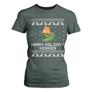 Funny Christmas T Shirt For Women Warm Holiday Wishes Dumpster Fire Ugly Christmas TS10 Dark Forest Green Print Your Wear