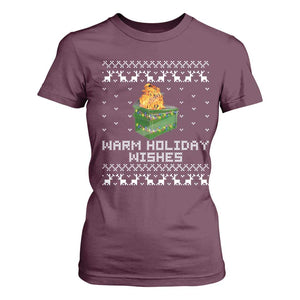 Funny Christmas T Shirt For Women Warm Holiday Wishes Dumpster Fire Ugly Christmas TS10 Maroon Print Your Wear