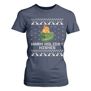 Funny Christmas T Shirt For Women Warm Holiday Wishes Dumpster Fire Ugly Christmas TS10 Navy Print Your Wear