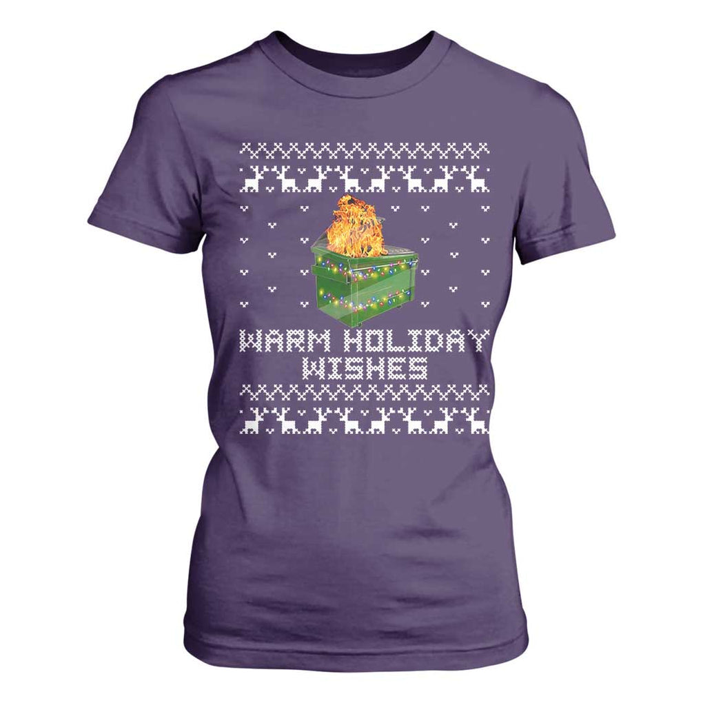 Funny Christmas T Shirt For Women Warm Holiday Wishes Dumpster Fire Ugly Christmas TS10 Purple Print Your Wear
