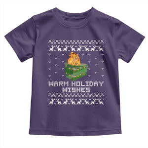 Funny Christmas Toddler T Shirt Warm Holiday Wishes Dumpster Fire Ugly Christmas TS10 Purple Print Your Wear