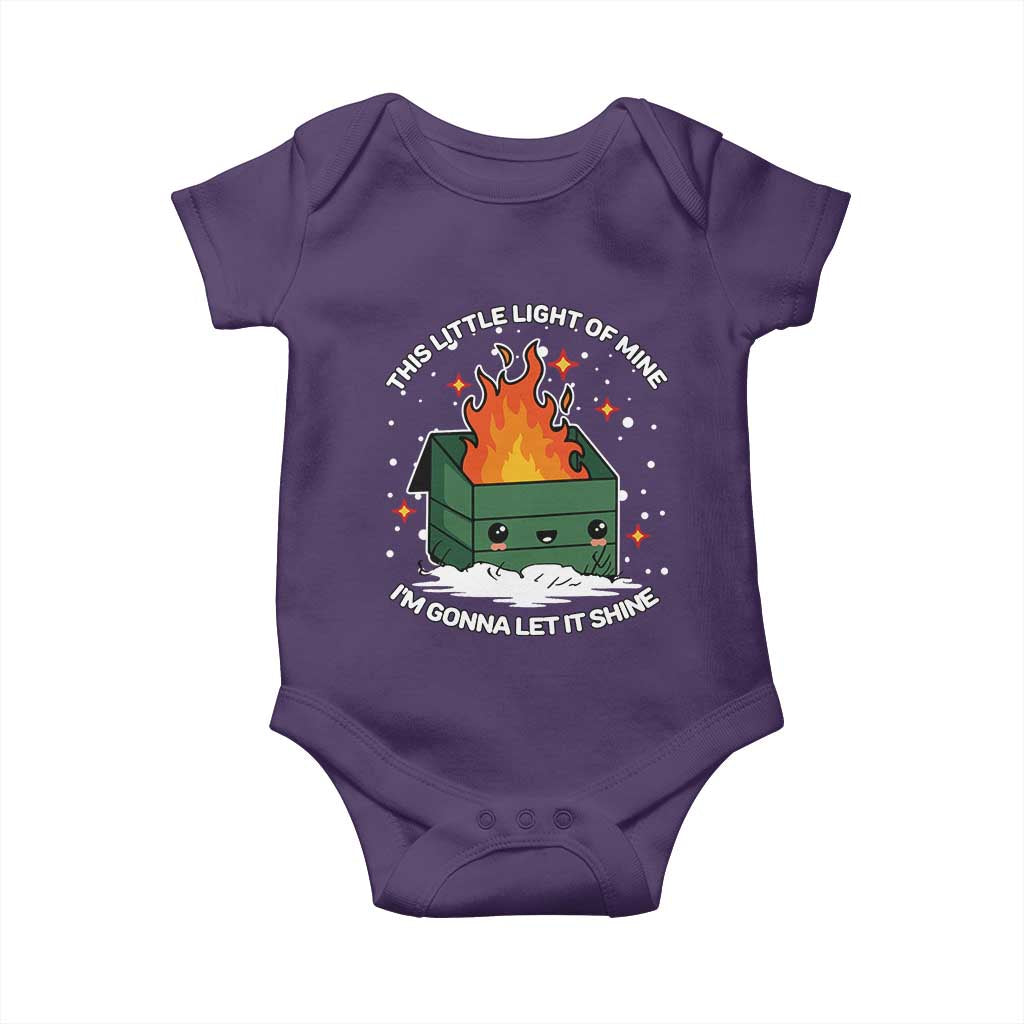 Funny Dumpster Fire Baby Onesie This Little Light Of Mine I'm Gonna Let It Shine TS10 Purple Print Your Wear