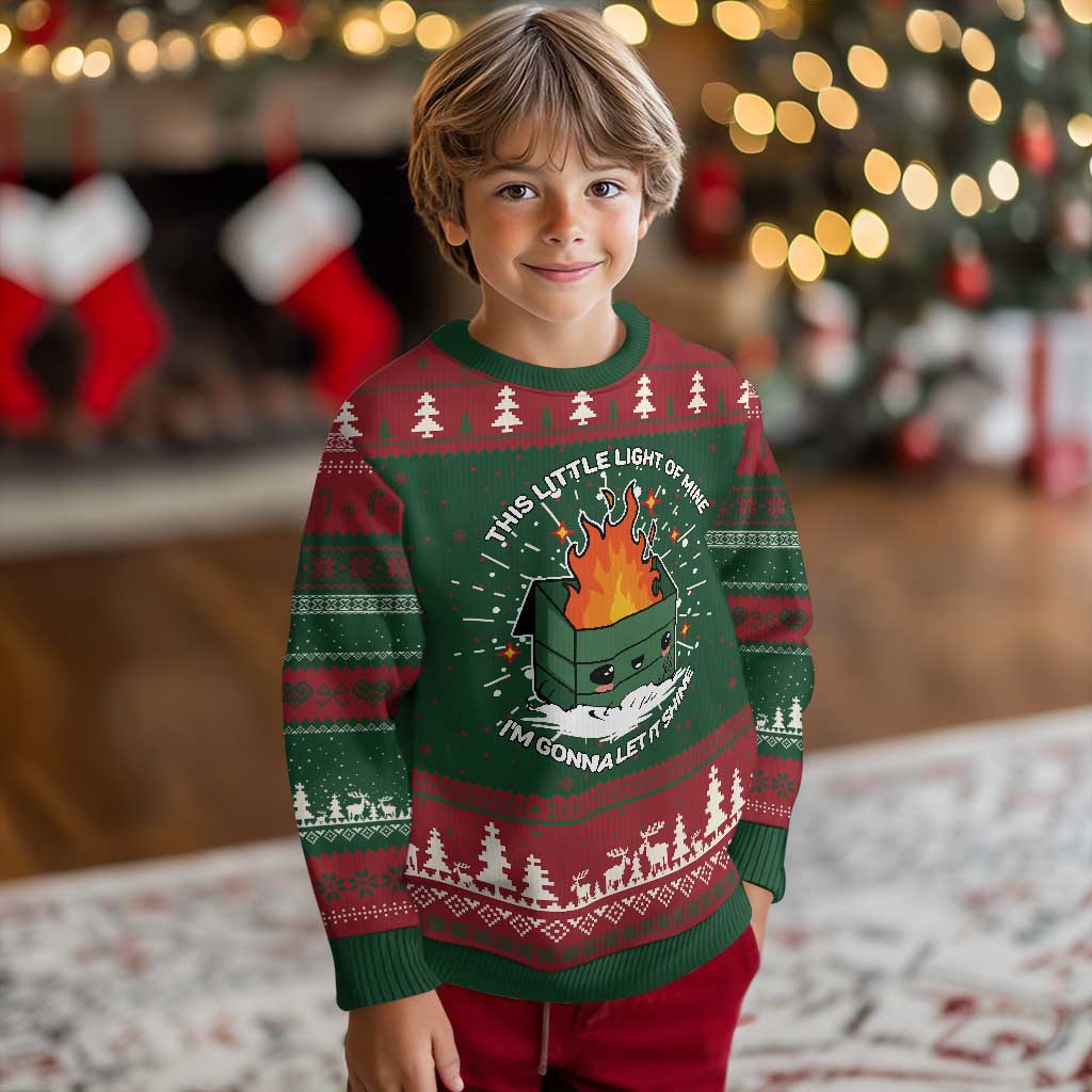 Funny Dumpster Fire Ugly Christmas Sweater This Little Light Of Mine I'm Gonna Let It Shine TS10 Christmas Print Your Wear
