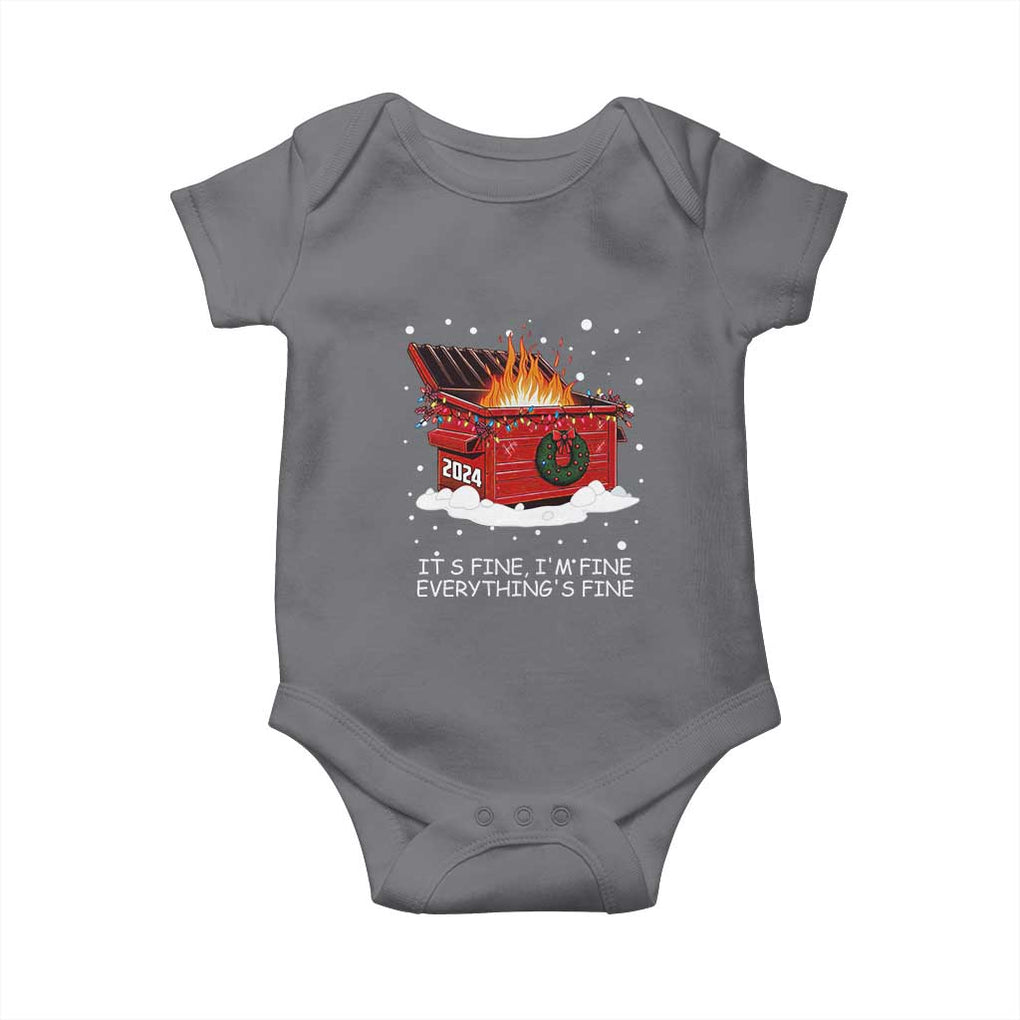 Dumpster Fire Baby Onesie Everythings Fine Funny Christmas TS10 Charcoal Print Your Wear