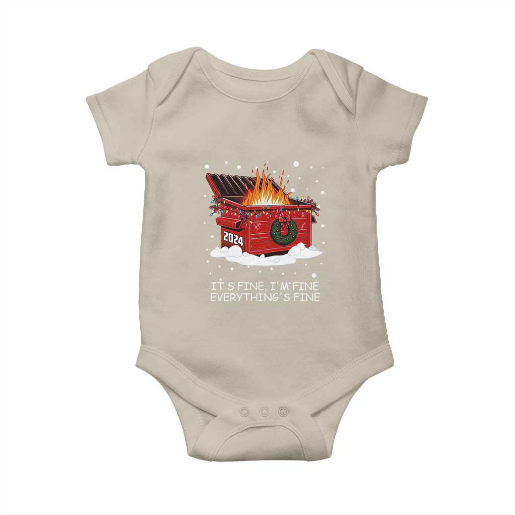 Dumpster Fire Baby Onesie Everythings Fine Funny Christmas TS10 Sand Print Your Wear