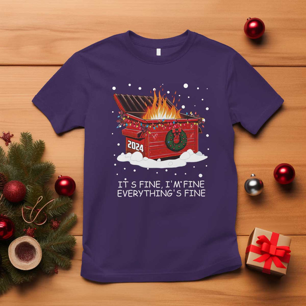 Dumpster Fire T Shirt Everythings Fine Funny Christmas TS10 Purple Print Your Wear