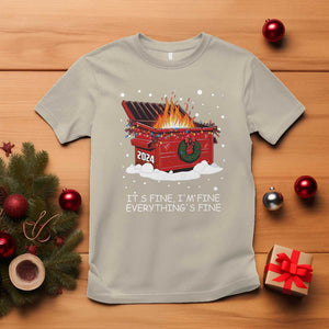 Dumpster Fire T Shirt Everythings Fine Funny Christmas TS10 Sand Print Your Wear