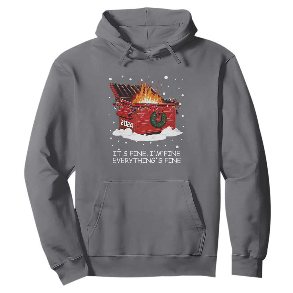Dumpster Fire Hoodie Everythings Fine Funny Christmas TS10 Charcoal Print Your Wear