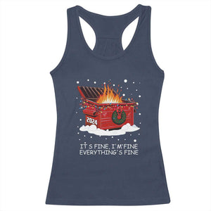 Dumpster Fire Racerback Tank Top Everythings Fine Funny Christmas TS10 Navy Print Your Wear