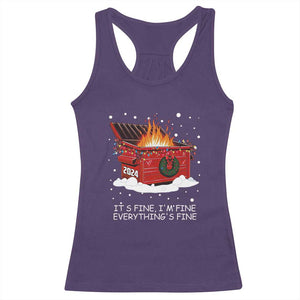 Dumpster Fire Racerback Tank Top Everythings Fine Funny Christmas TS10 Purple Print Your Wear
