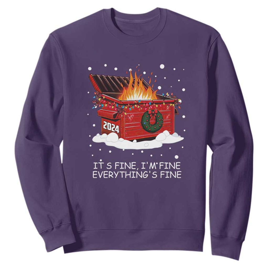 Dumpster Fire Sweatshirt Everythings Fine Funny Christmas TS10 Purple Print Your Wear