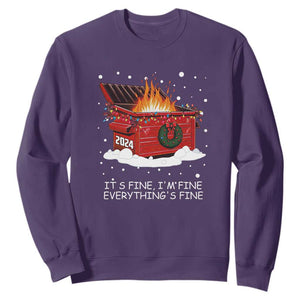 Dumpster Fire Sweatshirt Everythings Fine Funny Christmas TS10 Purple Print Your Wear