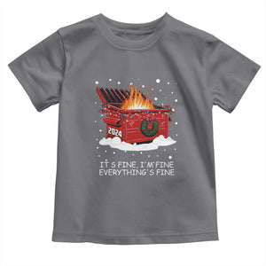 Dumpster Fire Toddler T Shirt Everythings Fine Funny Christmas TS10 Charcoal Print Your Wear