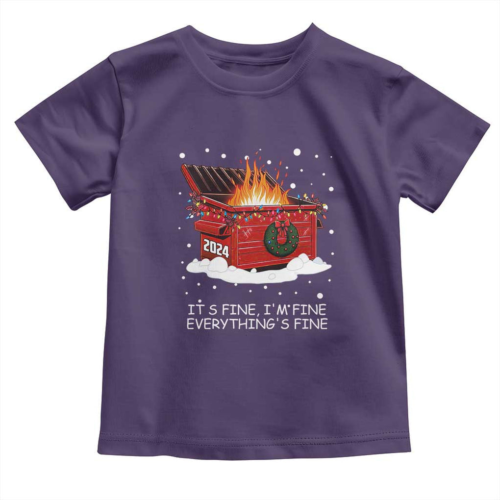 Dumpster Fire Toddler T Shirt Everythings Fine Funny Christmas TS10 Purple Print Your Wear