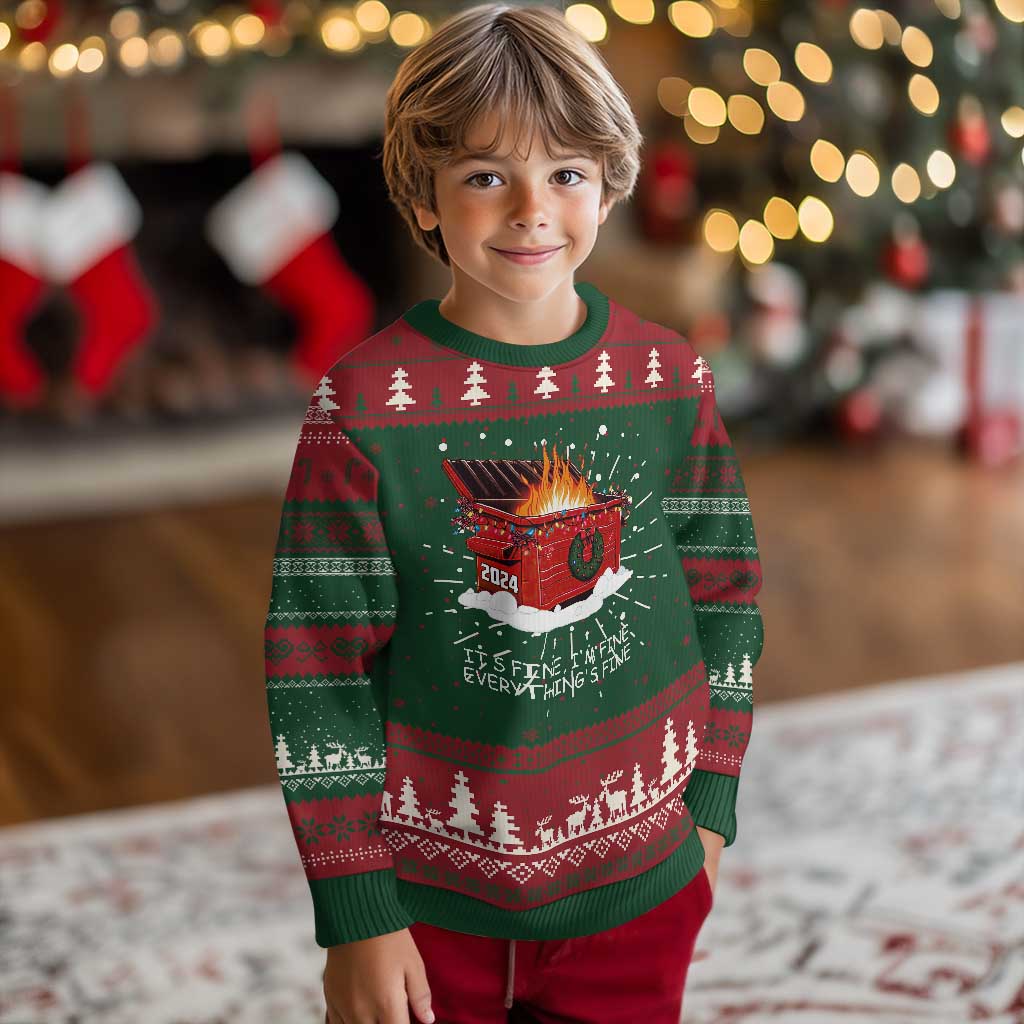 Dumpster Fire Ugly Christmas Sweater Everythings Fine Funny Christmas TS10 Christmas Print Your Wear