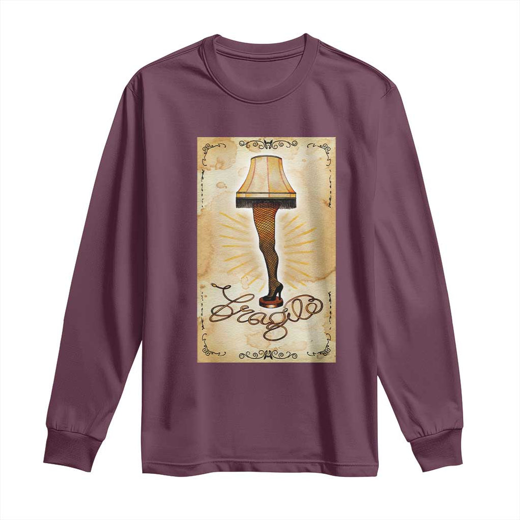 Funny Christmas Movie Long Sleeve Shirt Fragile Leg Lamp TS10 Maroon Print Your Wear