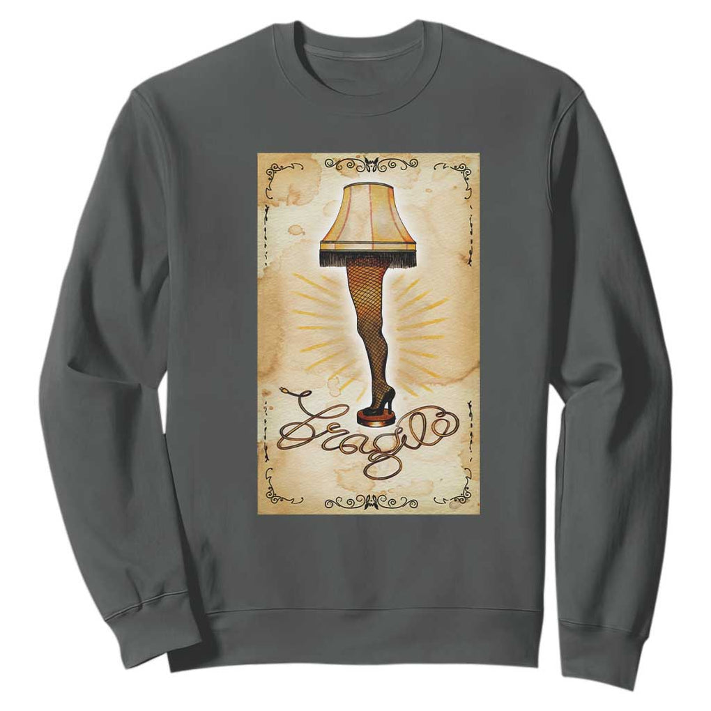 Funny Christmas Movie Sweatshirt Fragile Leg Lamp TS10 Dark Heather Print Your Wear