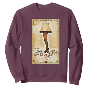 Funny Christmas Movie Sweatshirt Fragile Leg Lamp TS10 Maroon Print Your Wear