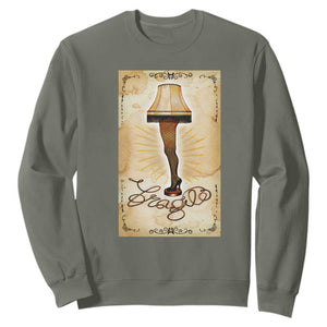 Funny Christmas Movie Sweatshirt Fragile Leg Lamp TS10 Military Green Print Your Wear