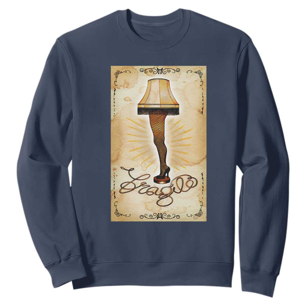 Funny Christmas Movie Sweatshirt Fragile Leg Lamp TS10 Navy Print Your Wear