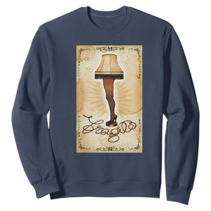 Funny Christmas Movie Sweatshirt Fragile Leg Lamp TS10 Navy Print Your Wear