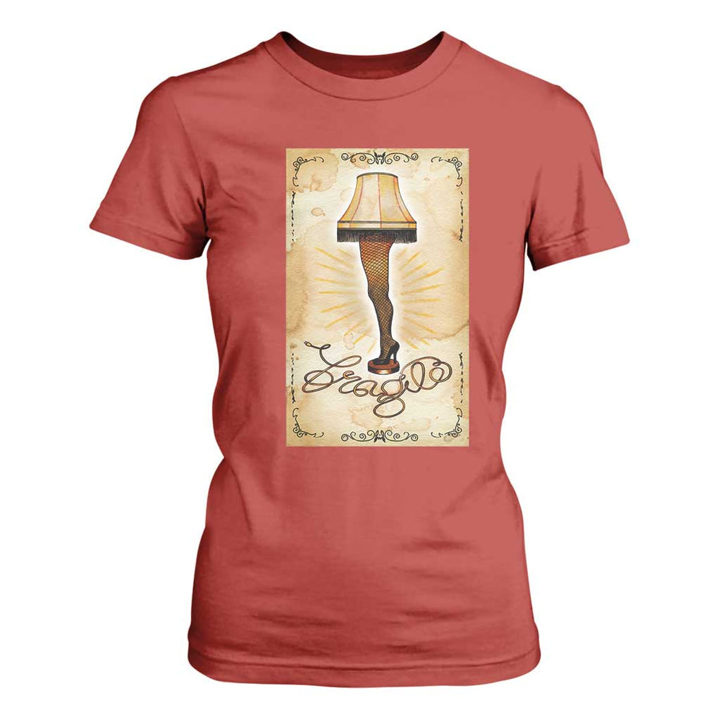 Funny Christmas Movie T Shirt For Women Fragile Leg Lamp TS10 Red Print Your Wear