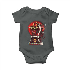 Christmas Krampus Baby Onesie Are You On The Naughty List Krampus Lover TS10 Dark Heather Print Your Wear
