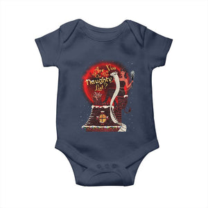 Christmas Krampus Baby Onesie Are You On The Naughty List Krampus Lover TS10 Navy Print Your Wear