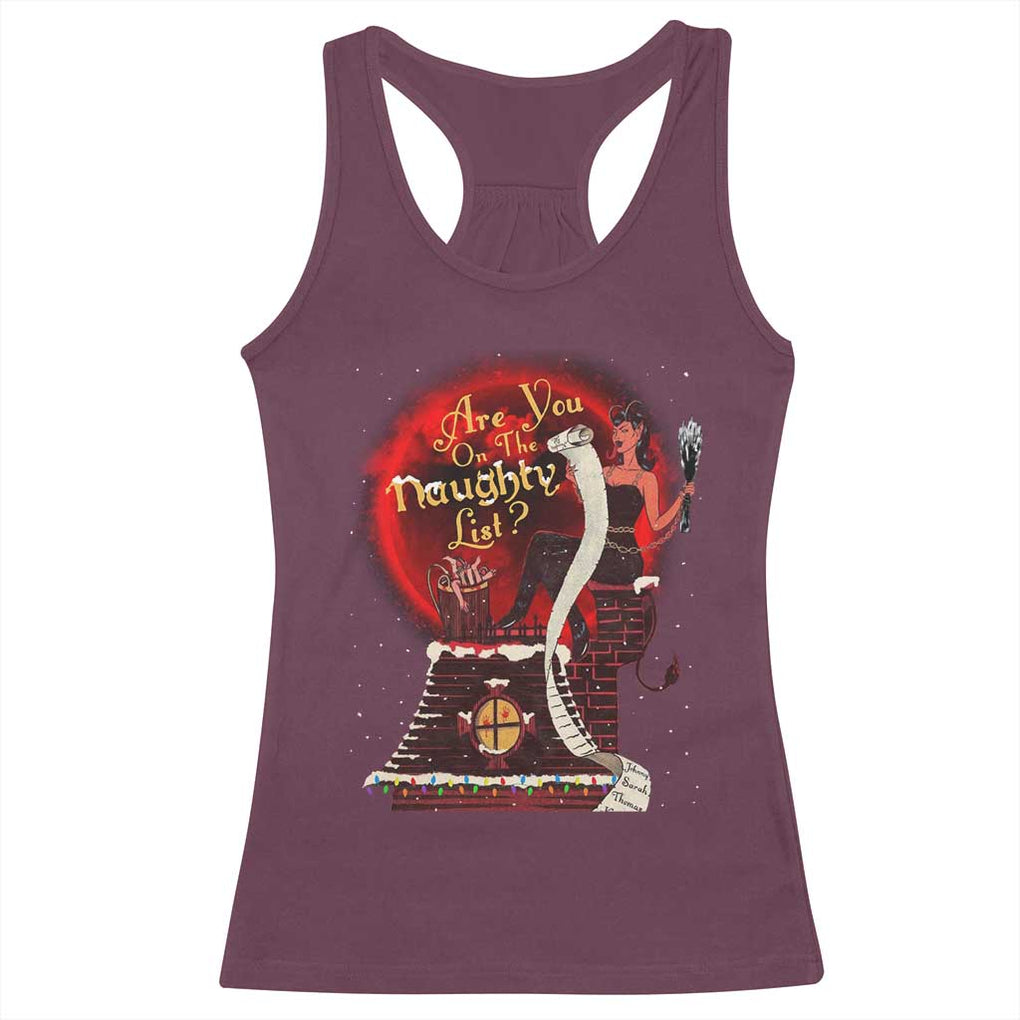 Christmas Krampus Racerback Tank Top Are You On The Naughty List Krampus Lover TS10 Maroon Print Your Wear