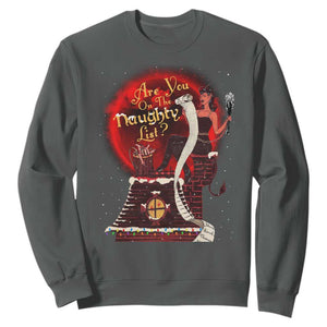 Christmas Krampus Sweatshirt Are You On The Naughty List Krampus Lover TS10 Dark Heather Print Your Wear