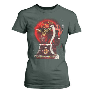 Christmas Krampus T Shirt For Women Are You On The Naughty List Krampus Lover TS10 Dark Forest Green Print Your Wear