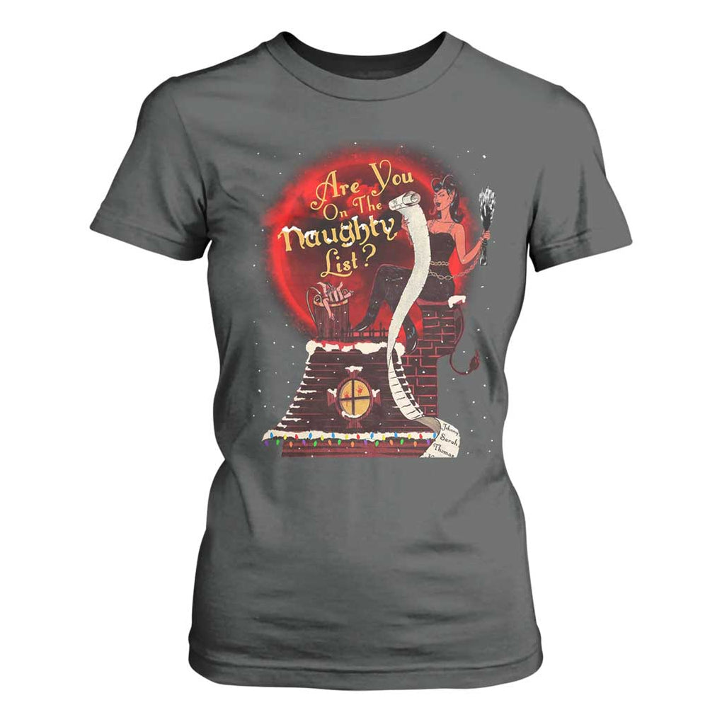 Christmas Krampus T Shirt For Women Are You On The Naughty List Krampus Lover TS10 Dark Heather Print Your Wear
