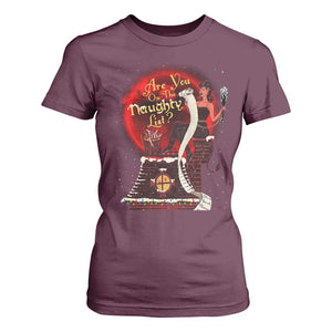 Christmas Krampus T Shirt For Women Are You On The Naughty List Krampus Lover TS10 Maroon Print Your Wear