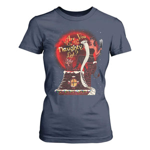 Christmas Krampus T Shirt For Women Are You On The Naughty List Krampus Lover TS10 Navy Print Your Wear