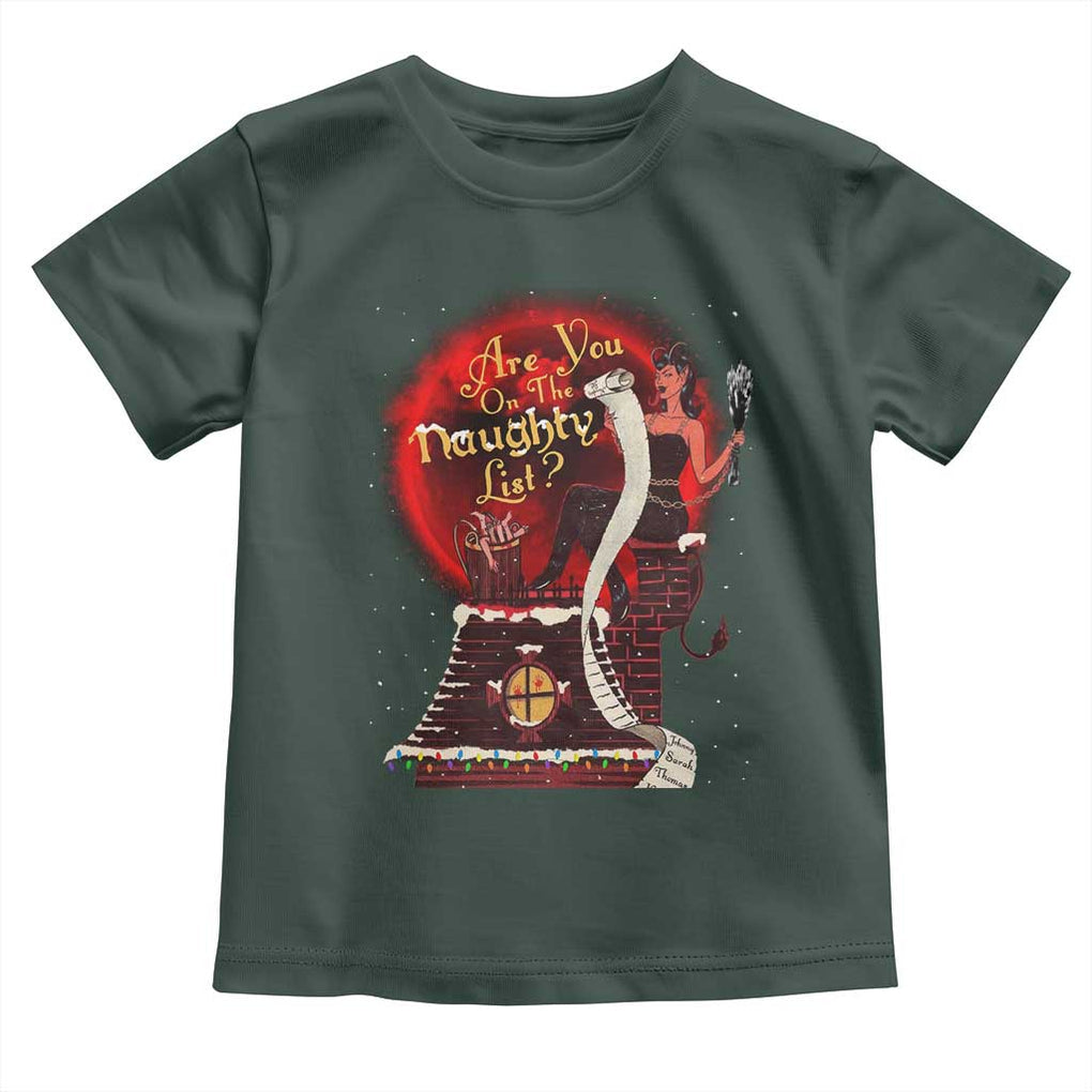 Christmas Krampus Toddler T Shirt Are You On The Naughty List Krampus Lover TS10 Dark Forest Green Print Your Wear