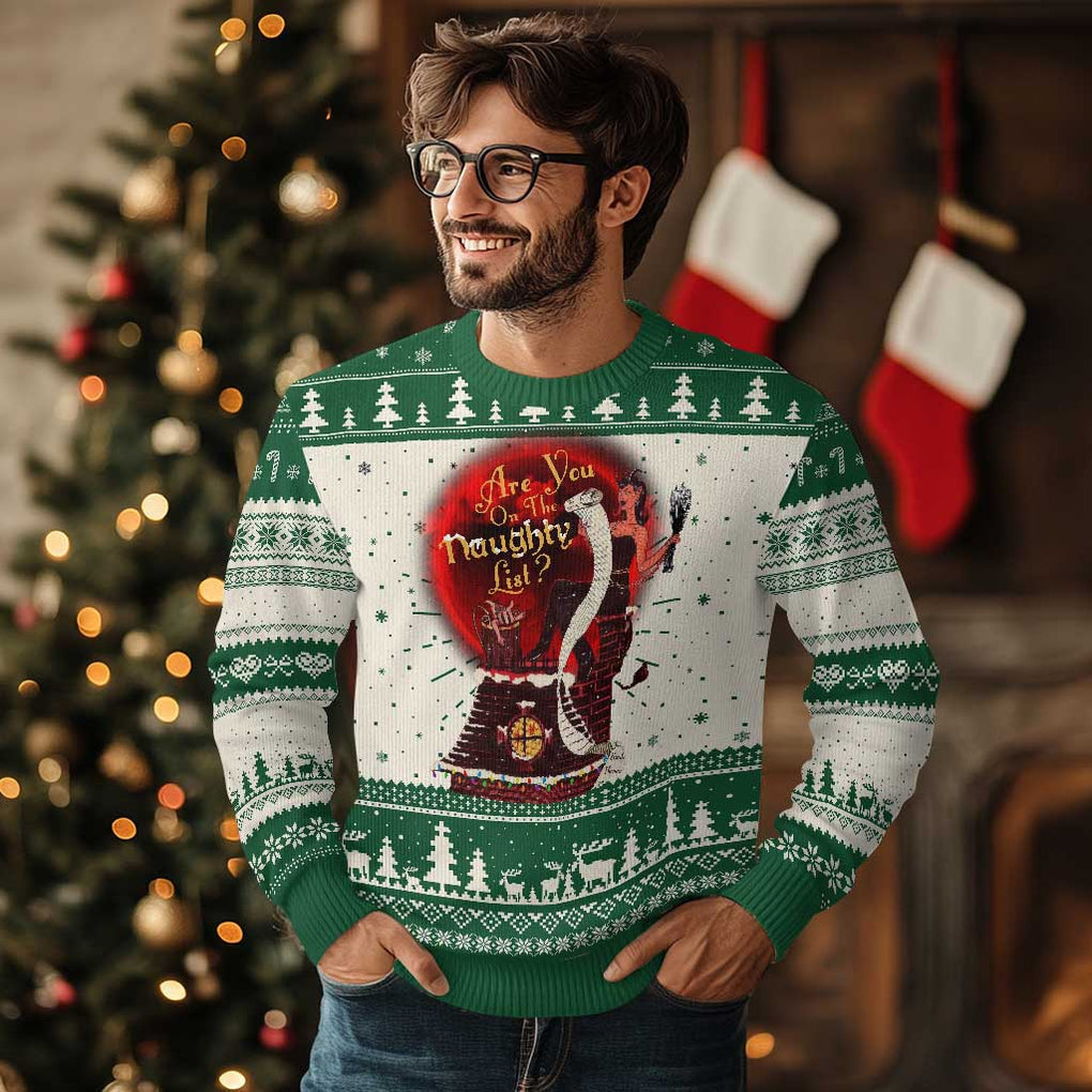 Xmas Krampus Ugly Christmas Sweater Are You On The Naughty List Krampus Lover TS10 Green Print Your Wear