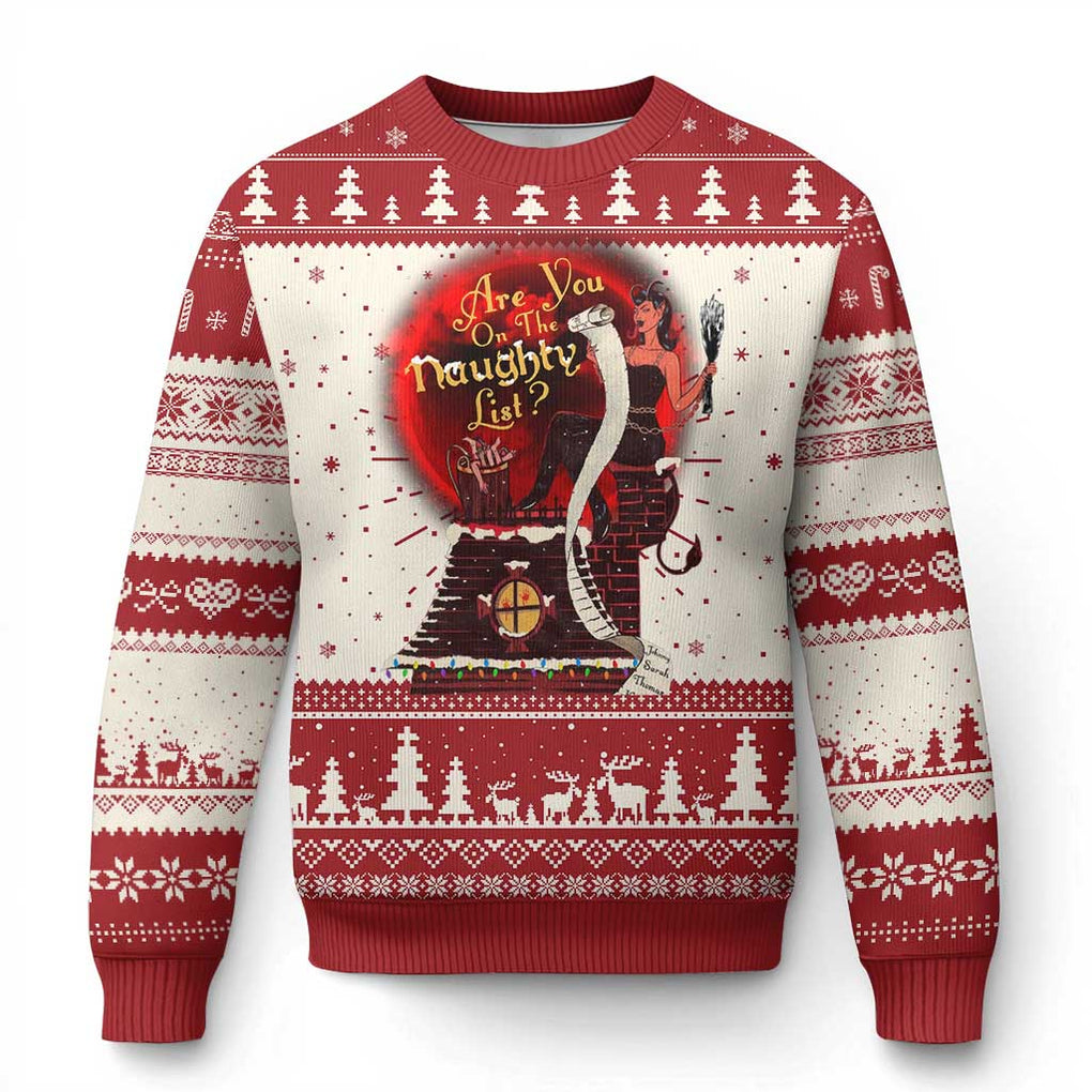 Xmas Krampus Ugly Christmas Sweater Are You On The Naughty List Krampus Lover TS10 Red Print Your Wear