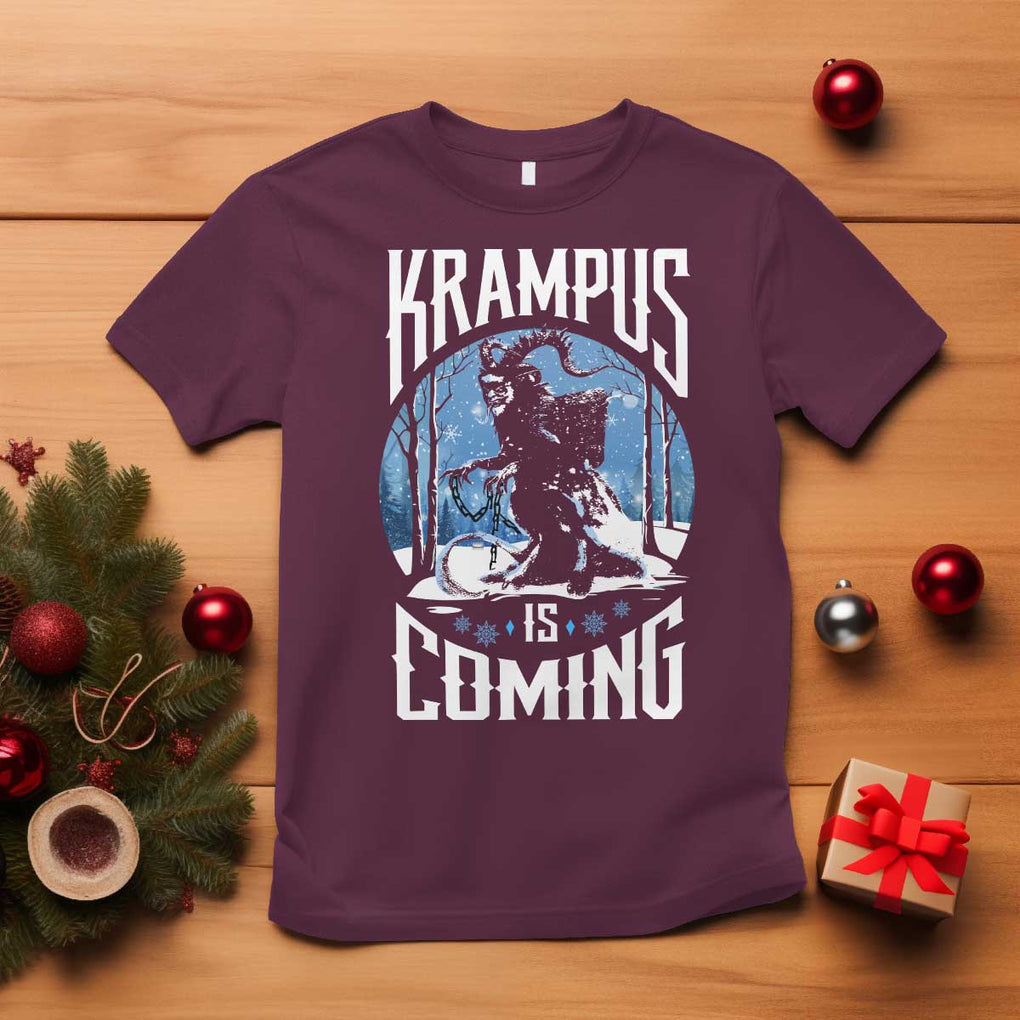 Christmas Krampus T Shirt Krampusnacht Monster Krampus Lover Festive Horror TS10 Maroon Print Your Wear