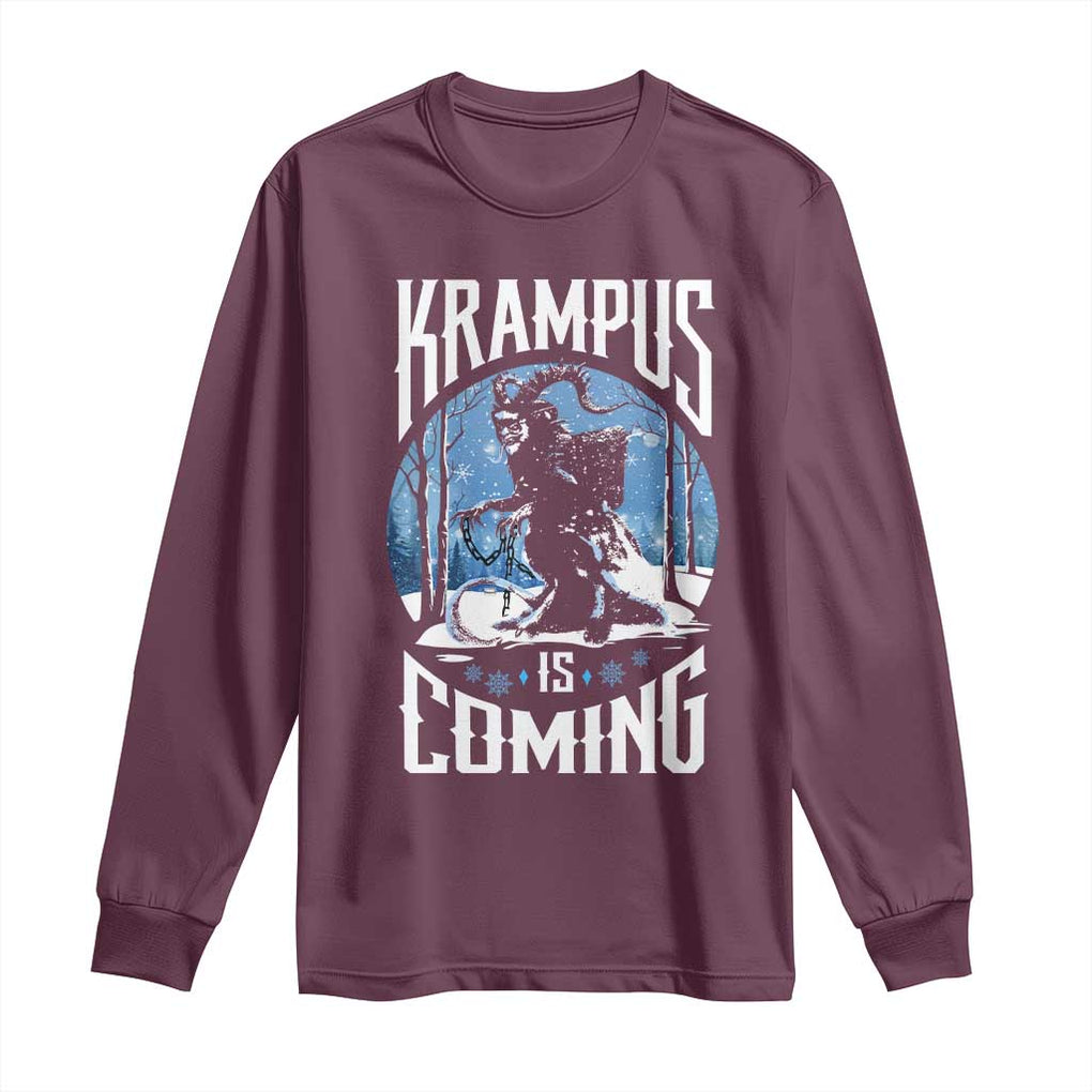 Christmas Krampus Long Sleeve Shirt Krampusnacht Monster Krampus Lover Festive Horror TS10 Maroon Print Your Wear