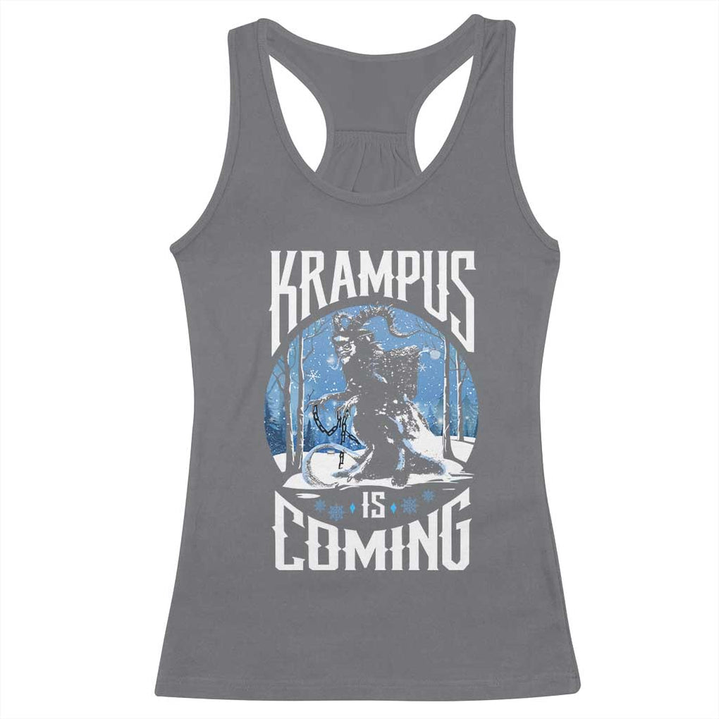 Christmas Krampus Racerback Tank Top Krampusnacht Monster Krampus Lover Festive Horror TS10 Charcoal Print Your Wear